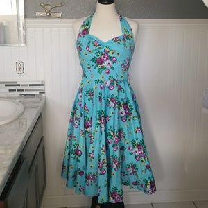 Hell Bunny Vixen Vintage 50s Floral Halter Dress